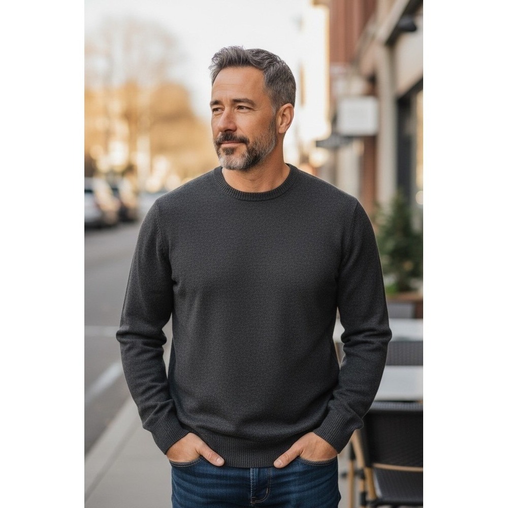 J.Crew lamb wool Sweater Mens L Charcoal Gray Crew Neck Pullover Classic capsule